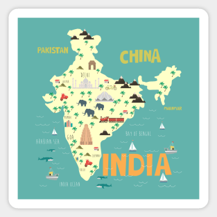 Illustrated India Map Sticker